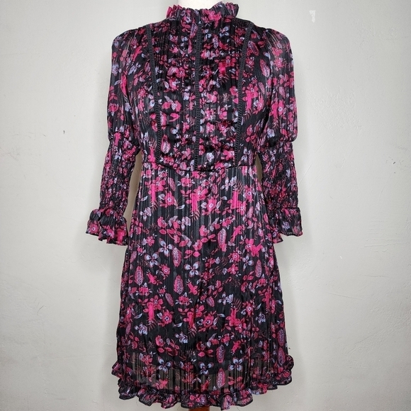 Urban Outfitters Maisy Mock Neck Floral Mini Dress Size Medium - Picture 13 of 16